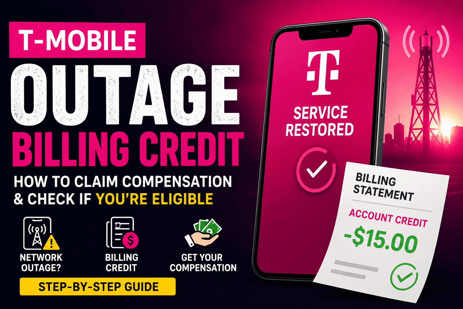 T-Mobile outage billing credit guide showing customer requesting compensation after a network outage